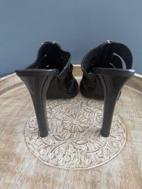 DKNY Black Strappy Zip Mule Heels - Picture 4 of 5